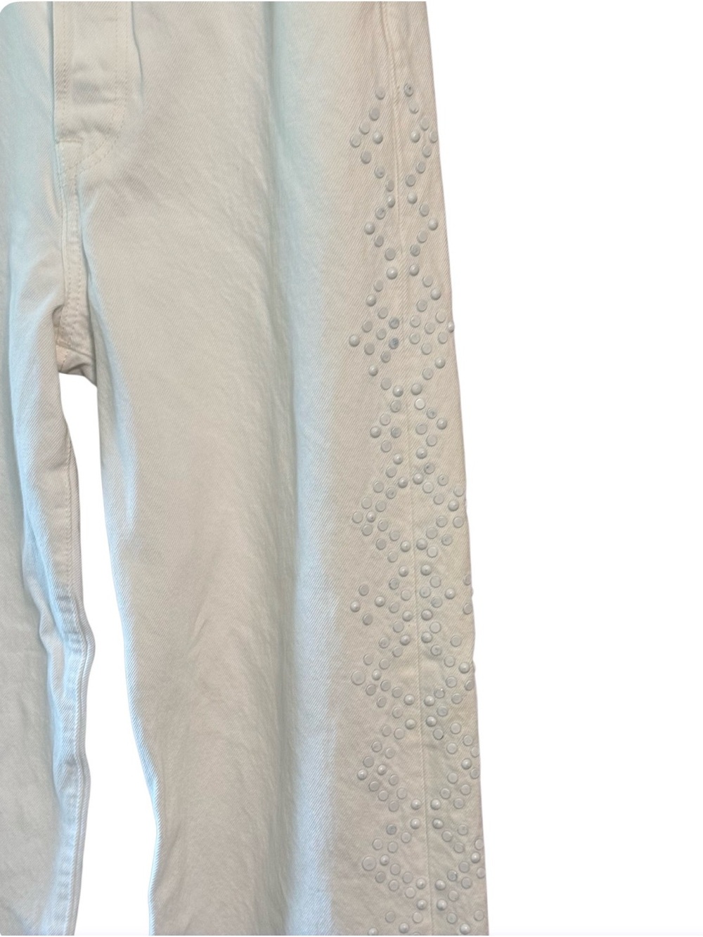 Levi’s Premium Ribcage Straight Ankle Jeans W29 White Studded High Rise - Picture 4 of 6